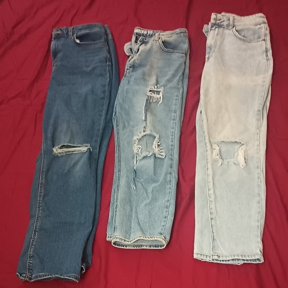 Mixed Threads Denim - Distressed Denim Jeans Bundle Lee, S.O.N.G, No Boundaries Sizes 11 12